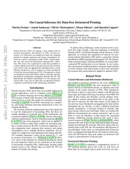 On Causal Inference for Data-free Structured Pruning
