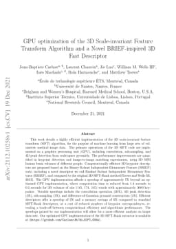 GPU optimization of the 3D Scale-invariant Feature Transform Algorithm
  and a Novel BRIEF-inspired 3D Fast Descriptor
