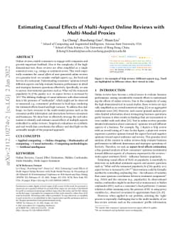 Estimating Causal Effects of Multi-Aspect Online Reviews with
  Multi-Modal Proxies