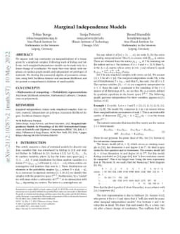 Marginal Independence Models