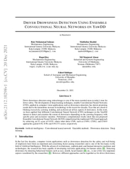 Driver Drowsiness Detection Using Ensemble Convolutional Neural Networks
  on YawDD