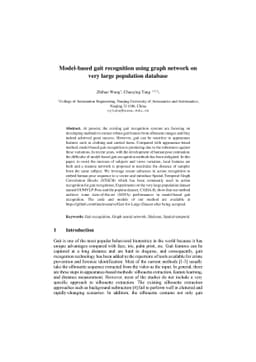Model-based gait recognition using graph network on very large
  population database