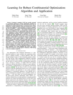 Learning for Robust Combinatorial Optimization: Algorithm and
  Application