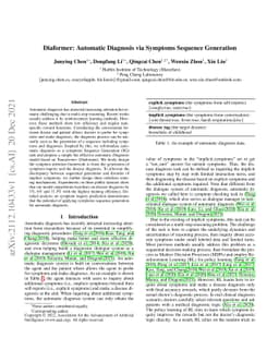 Diaformer: Automatic Diagnosis via Symptoms Sequence Generation