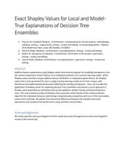 Exact Shapley Values for Local and Model-True Explanations of Decision
  Tree Ensembles