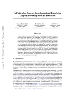 Self-attention Presents Low-dimensional Knowledge Graph Embeddings for
  Link Prediction