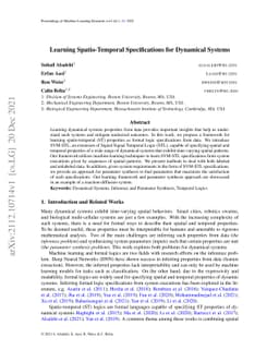 Learning Spatio-Temporal Specifications for Dynamical Systems
