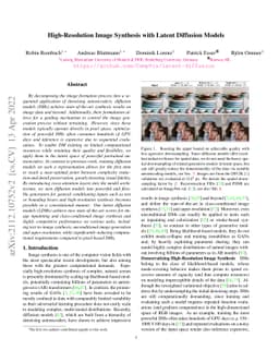 High-Resolution Image Synthesis with Latent Diffusion Models