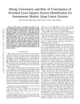 Strong Consistency and Rate of Convergence of Switched Least Squares
  System Identification for Autonomous Markov Jump Linear Systems