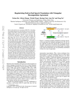Regularizing End-to-End Speech Translation with Triangular Decomposition
  Agreement