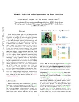 MPViT: Multi-Path Vision Transformer for Dense Prediction