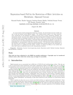 Reputation-based PoS for the Restriction of Illicit Activities on
  Blockchain: Algorand Usecase
