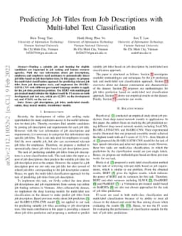 Predicting Job Titles from Job Descriptions with Multi-label Text
  Classification