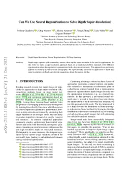 Can We Use Neural Regularization to Solve Depth Super-Resolution?