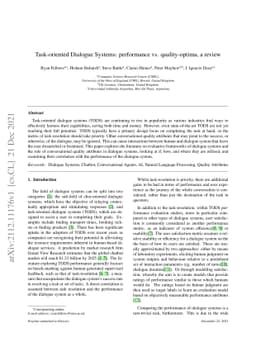 Task-oriented Dialogue Systems: performance vs. quality-optima, a review