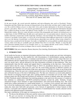 Fake News Detection Tools and Methods -- A Review