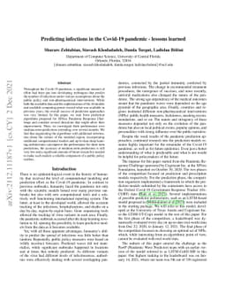 Predicting infections in the Covid-19 pandemic -- lessons learned