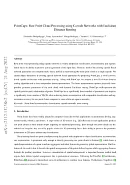 PointCaps: Raw Point Cloud Processing using Capsule Networks with
  Euclidean Distance Routing