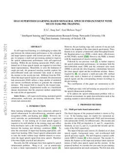 Self-Supervised Learning based Monaural Speech Enhancement with
  Multi-Task Pre-Training