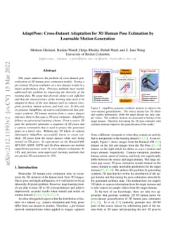 AdaptPose: Cross-Dataset Adaptation for 3D Human Pose Estimation by
  Learnable Motion Generation