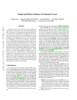 Simple and Effective Balance of Contrastive Losses