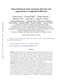 Deep learning for brain metastasis detection and segmentation in
  longitudinal MRI data
