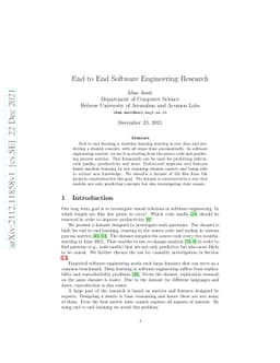 End to End Software Engineering Research