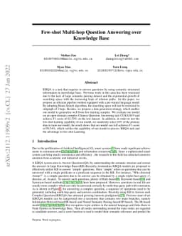 Few-shot Multi-hop Question Answering over Knowledge Base
