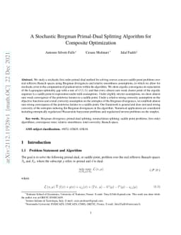 A Stochastic Bregman Primal-Dual Splitting Algorithm for Composite
  Optimization
