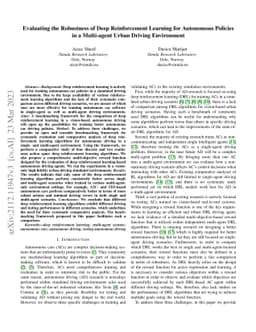 Evaluating the Robustness of Deep Reinforcement Learning for Autonomous
  Policies in a Multi-agent Urban Driving Environment