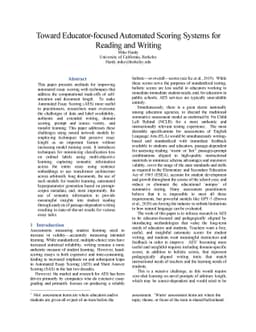 Toward Educator-focused Automated Scoring Systems for Reading and
  Writing