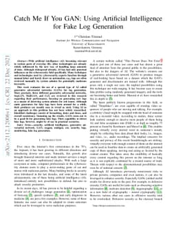 Catch Me If You GAN: Using Artificial Intelligence for Fake Log
  Generation
