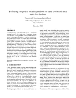 Evaluating categorical encoding methods on a real credit card fraud
  detection database