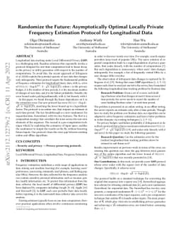 Randomize the Future: Asymptotically Optimal Locally Private Frequency
  Estimation Protocol for Longitudinal Data