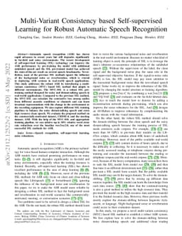 Multi-Variant Consistency based Self-supervised Learning for Robust
  Automatic Speech Recognition