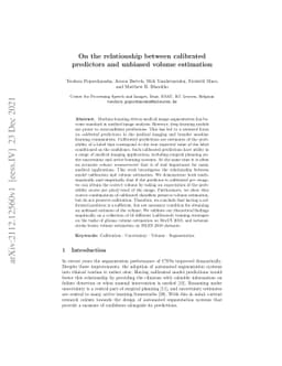 On the relationship between calibrated predictors and unbiased volume
  estimation