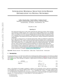 Integrating Material Selection with Design Optimization via Neural
  Networks