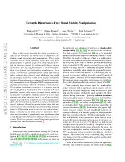 Towards Disturbance-Free Visual Mobile Manipulation