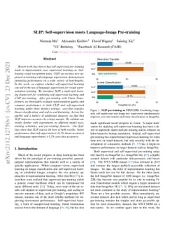 SLIP: Self-supervision meets Language-Image Pre-training