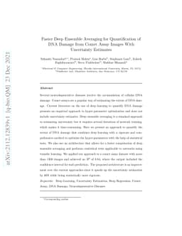 Faster Deep Ensemble Averaging for Quantification of DNA Damage from
  Comet Assay Images With Uncertainty Estimates