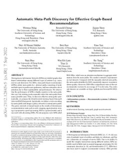 Automatic Meta-Path Discovery for Effective Graph-Based Recommendation
