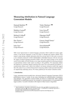Measuring Attribution in Natural Language Generation Models
