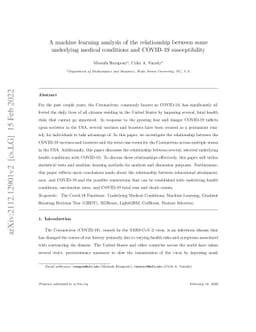 A machine learning analysis of the relationship between some underlying
  medical conditions and COVID-19 susceptibility