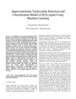 Supraventricular Tachycardia Detection and Classification Model of ECG
  signal Using Machine Learning