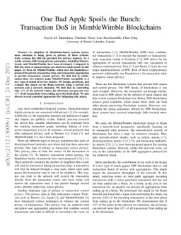 One Bad Apple Spoils the Bunch: Transaction DoS in MimbleWimble
  Blockchains