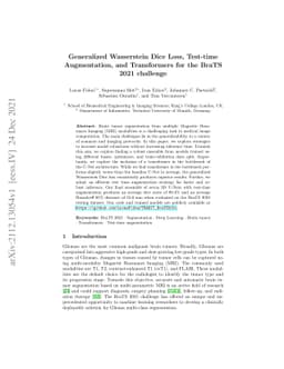 Generalized Wasserstein Dice Loss, Test-time Augmentation, and
  Transformers for the BraTS 2021 challenge