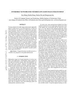 Invertible Network for Unpaired Low-light Image Enhancement