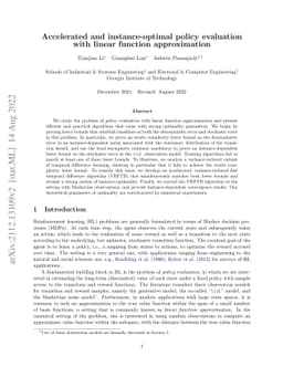 Accelerated and instance-optimal policy evaluation with linear function
  approximation