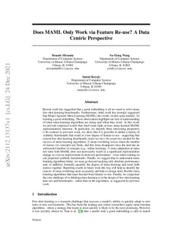 Does MAML Only Work via Feature Re-use? A Data Centric Perspective