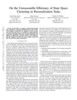 On the Unreasonable Efficiency of State Space Clustering in
  Personalization Tasks